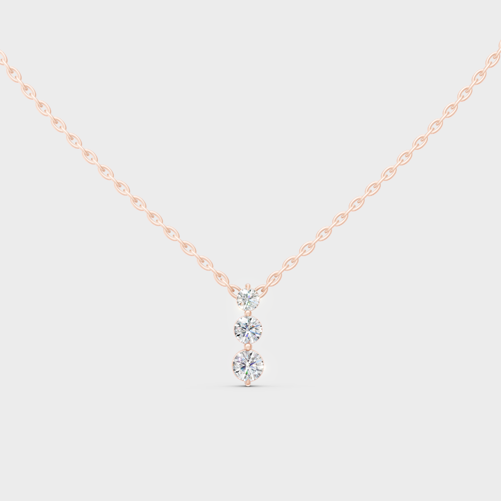 Romantic Rose Gold Diamond Pendant With Round Lab-Grown Diamonds